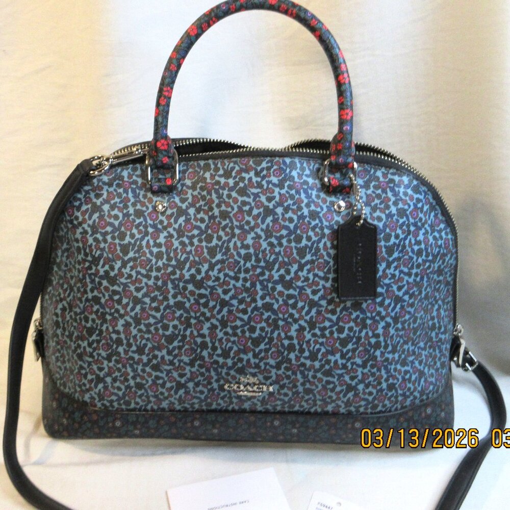 Share COACH #F59447~RANCH FLORAL MAX SIERRA ST DOUBLE HANDLE W/CROSSBDY STRAP &